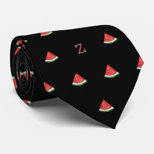 Wasserfarben Wassermelon Slice Monogram, Initial B Krawatte