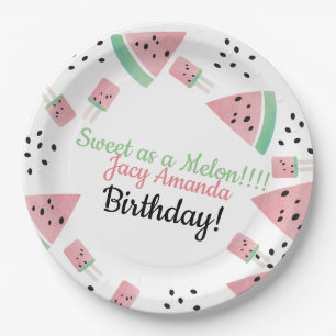 Wasserfarben-Wassermelonen-Party Pappteller