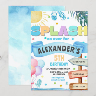 Wasserfarben Wasserrutsche Wasserrutsche Wasserrut Einladung