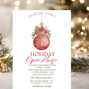 Wasserfarben-Weihnachtsball-Urlaub-Open-House Einladung