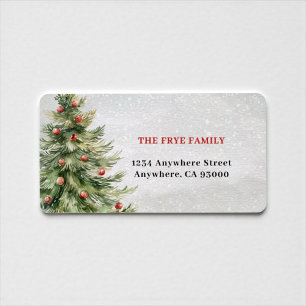 Wasserfarben-Weihnachtsbaum-Rücksende-Adressetiket Adressaufkleber