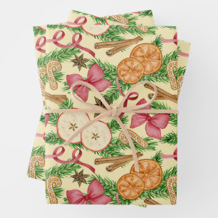 Wasserfarben Weihnachtsdekorationen und Kekse  Geschenkpapier Set