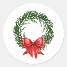 Wasserfarben-Weihnachtskranz-Aufkleber Runder Aufkleber