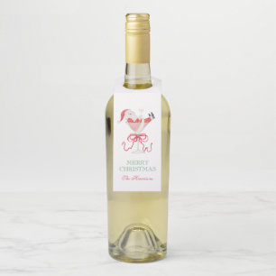 Wasserfarben-Weihnachtsmann-Weihnachts-Cocktailpar Flaschenanhänger
