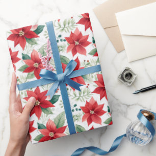 Wasserfarben-Weihnachtsstern-Muster Geschenkpapier