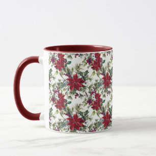 Wasserfarben-Weihnachtsstern-Muster Tasse