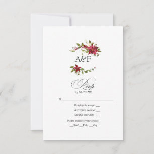 Wasserfarben-Weihnachtsstern und Stechpalme Weihna RSVP Karte