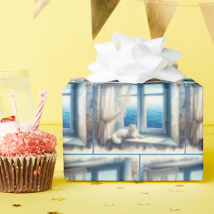 Wasserfarben Weiß Blick auf den Ozean Geschenkpapier