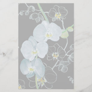 Wasserfarben-Weiße Orchideen-Muster Briefpapier