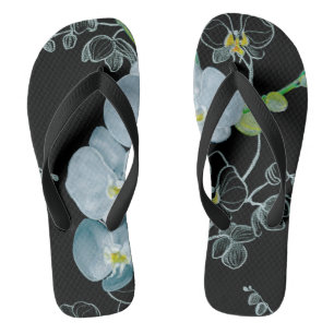 Wasserfarben-Weiße Orchideen-Muster Flip Flops