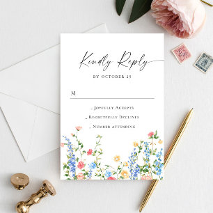 Wasserfarben-Wildblume Bohemische Hochzeit-RSVP RSVP Karte