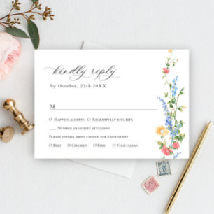 Wasserfarben-Wildblume Bohemische Hochzeit-RSVP RSVP Karte