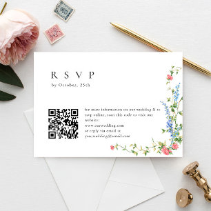 Wasserfarben-Wildblume Bohemische Hochzeit-RSVP RSVP Karte