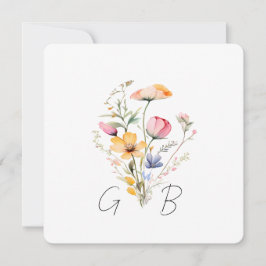 Wasserfarben Wildblume Einfache Hochzeit Einladung