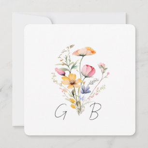 Wasserfarben Wildblume Einfache Hochzeit Einladung