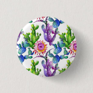 Wasserfarben-Wildblume-Muster Button