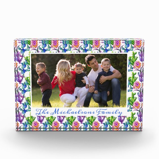 Wasserfarben-Wildblume-Muster Fotoblock (Vorderseite)