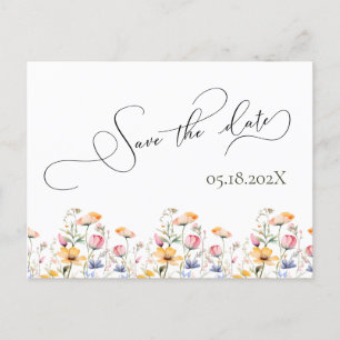 Wasserfarben-Wildblume Save the Date Hochzeit Postkarte