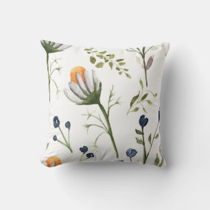 Wasserfarben-Wildblumen-Botanik-Wurfkissen Kissen