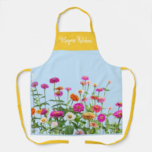 Wasserfarben-Wildblumen-personalisierte Namensschü Schürze