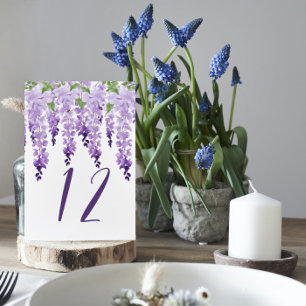 Wasserfarben-Wisteria-Lavendel-Lila-Hochzeit Tischnummer