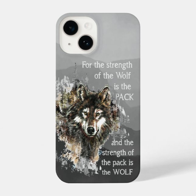 Wasserfarben Wolf Pack Familienangebot Tierart iPhone 14 Hülle (Rückseite)
