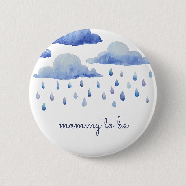 Wasserfarben Wolken Kinderdusche Custom Familienmi Button (Vorderseite)