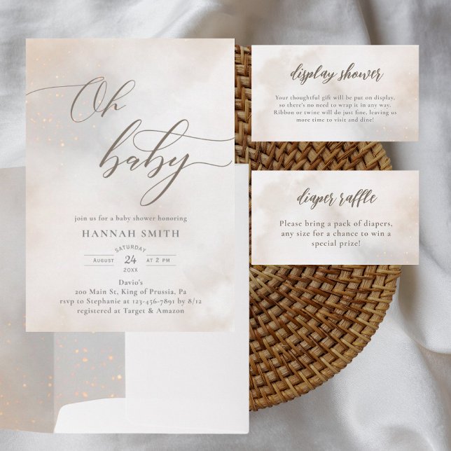 Wasserfarben-Wolken Oh Babydusche Einladung (Von Creator hochgeladen)