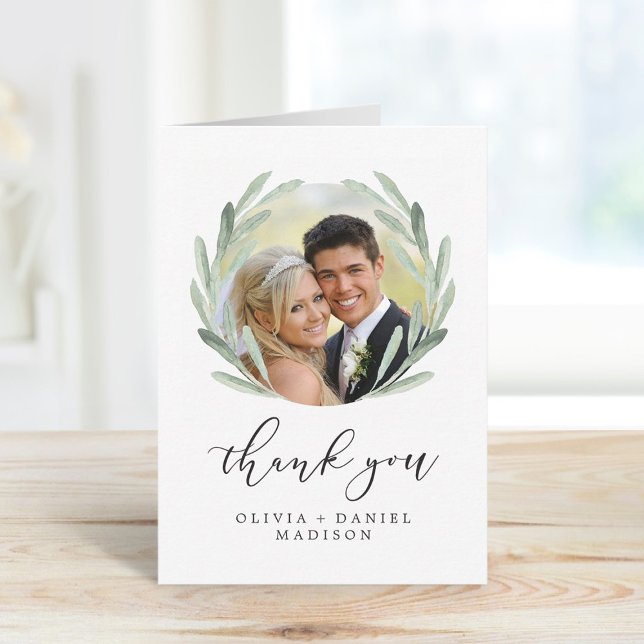 Wasserfarben Wreath Elegante Hochzeit Dankeschön K Dankeskarte (Von Creator hochgeladen)