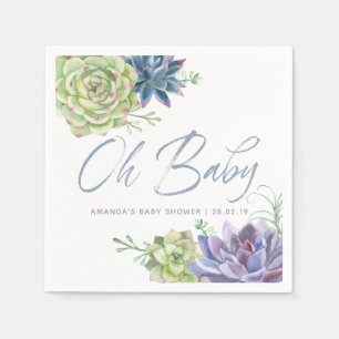 Wasserfarben-Wüste-Kaktus Succulents Babydusche Serviette