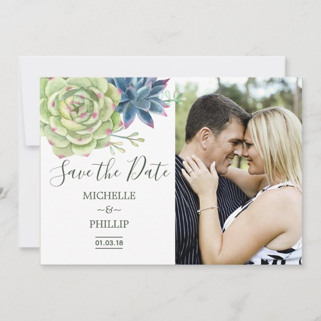 Wasserfarben-Wüstenkaktus Save the Date (Vorderseite)