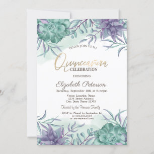 Wasserfarben-Wüstensukkulturen Quinceañera Einladung