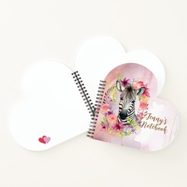 Wasserfarben-Zebra und Blumenreath Notizbuch (Innenseite)