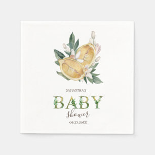 Wasserfarben-Zitronen Botanische Babydusche Serviette