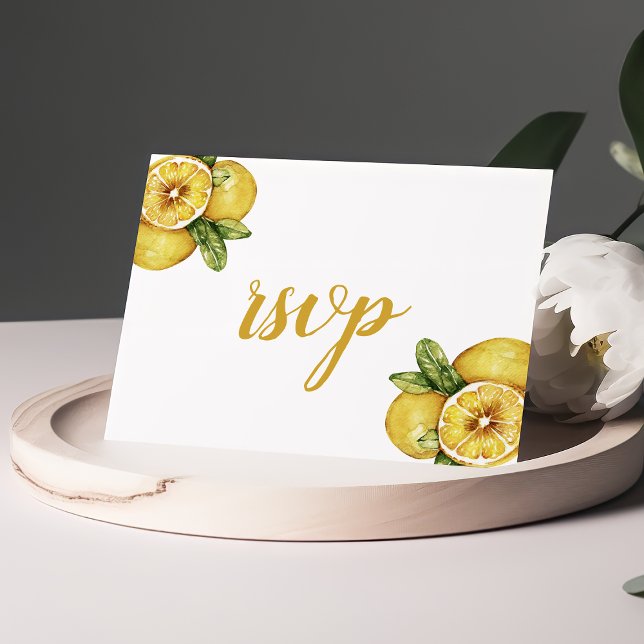 Wasserfarben Zitronen Citrus Moderne Hochzeit RSVP Postkarte (Von Creator hochgeladen)