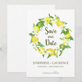 Wasserfarben-Zitronen-Grüntöne Wreath Save the Dat Date