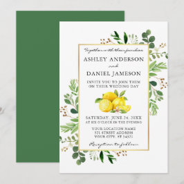 Wasserfarben-Zitronen Hochzeiten botanische Vegeta Einladung