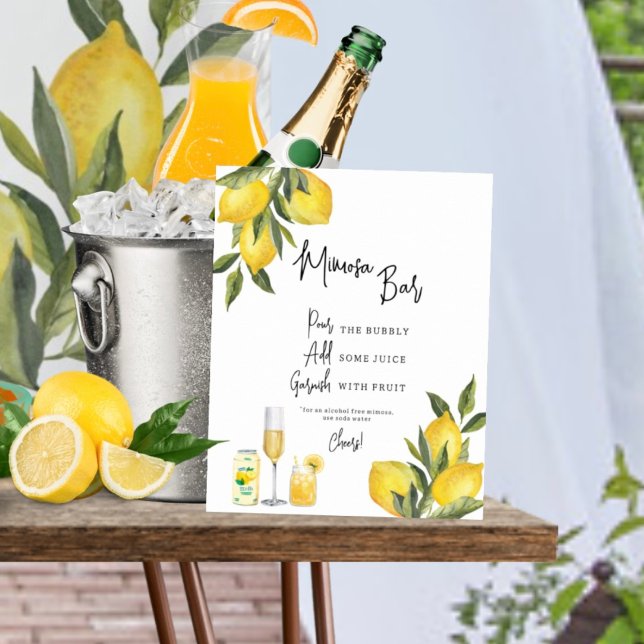Wasserfarben Zitronen Polterabend Mimosa Bar Zeich Poster (Von Creator hochgeladen)