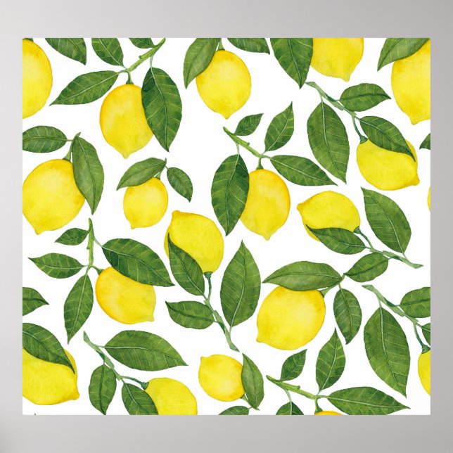 Wasserfarben-Zitronen: Sommerfruchtmuster Poster (Vorne)