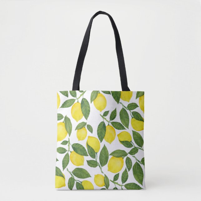 Wasserfarben-Zitronen: Sommerfruchtmuster Tasche (Vorderseite)