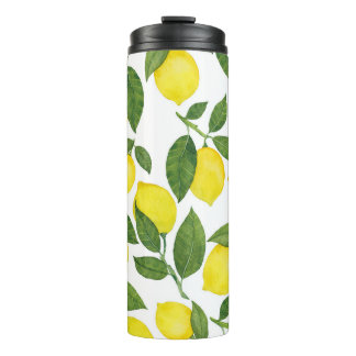 Wasserfarben-Zitronen: Sommerfruchtmuster Thermosbecher