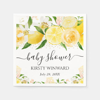 Wasserfarben-Zitronen und Blume Kinderdusche Serviette