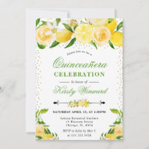 Wasserfarben Zitronen und Blume Quinceanera