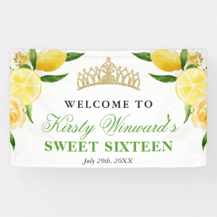 Wasserfarben-Zitronen und Blume Willkommen 16 . Ge Banner