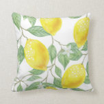 Wasserfarben-Zitronenbaum und Blätter-Muster Kissen<br><div class="desc">Ein kühner Berg,  wenn Frühling und Sommer Zitronenbaum Muster Wasserfarbe Kissen werfen. Ein hübsches Akzent Kissen für die Frühlings- und Sommersaison oder geeignet ganzjährig in einem tropischen oder warmen Klima.</div>