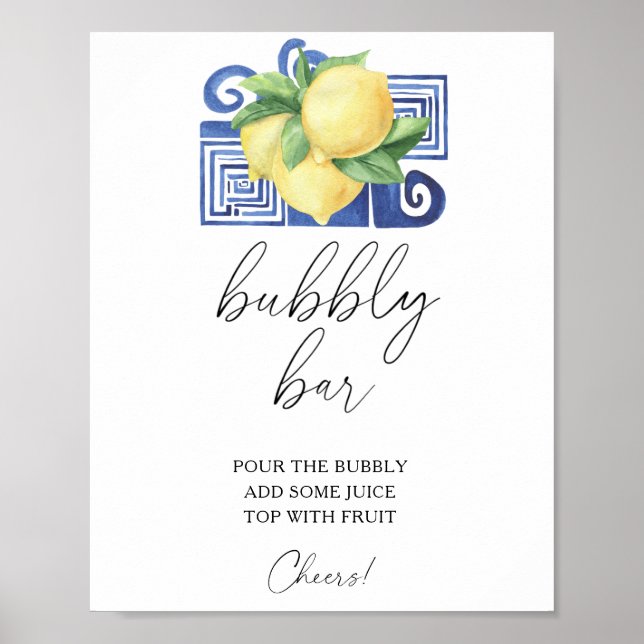 Wasserfarben Zitronenzitrus modern - bläserne Bar Poster (Vorne)