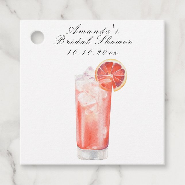 Wasserfarben-Zitrus-Cocktail-Brautparty Geschenkanhänger (Vorderseite)