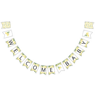 Wasserfarben Zitrusfrüchte Babydusche Jagdfahnen Wimpelkette