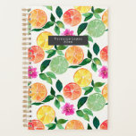 Wasserfarben Zitrusfrüchte Botanisches Muster Planer<br><div class="desc">Aquarellfarben mit Abbildungen von Orangen-,  Limonen-,  Zitronen- und rosa Zitrusfrüchten mit botanischen Blätter.</div>