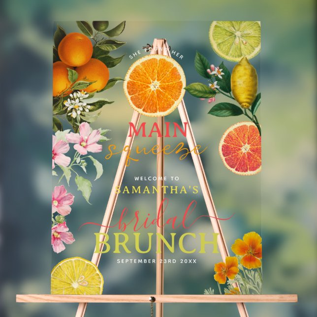 Wasserfarben Zitrusfrüchte Brautparty Brunch Arch Acrylschild (Neutral)